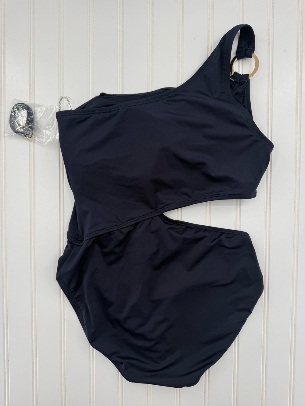 NWOT Michael Kors Navy Blue One Shoulder O-Ring Cut-Out One Piece Swimsuit 10 - Picture 7 of 10
